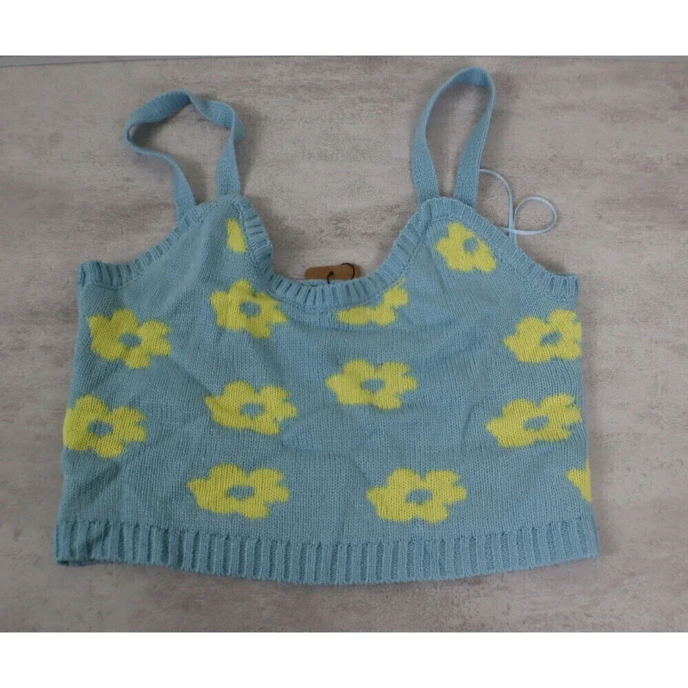 Lena Size S Floral Knit Retro Loungwear Cropped Top High Rise Short NEW Set 70s